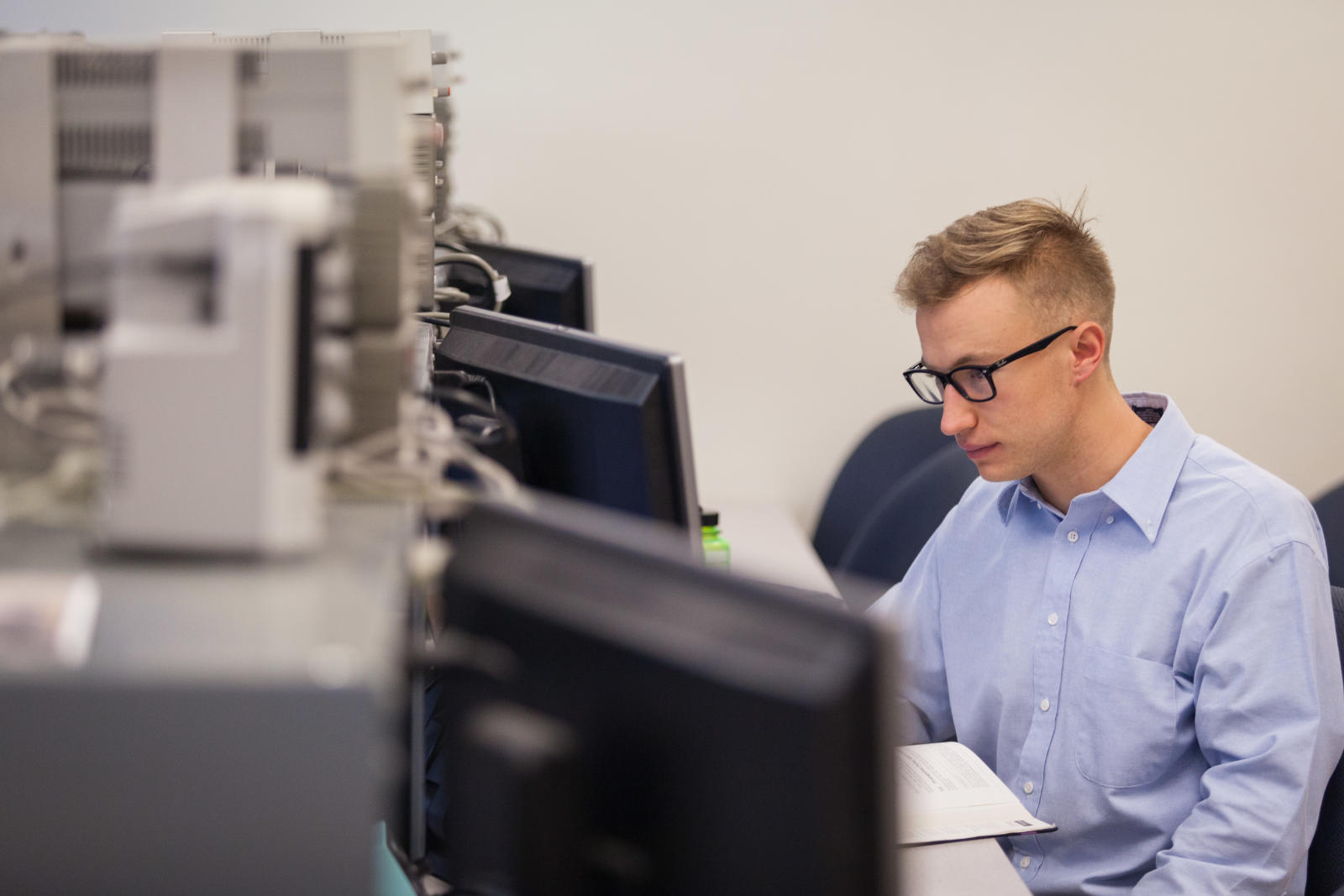 Researcher working at computer