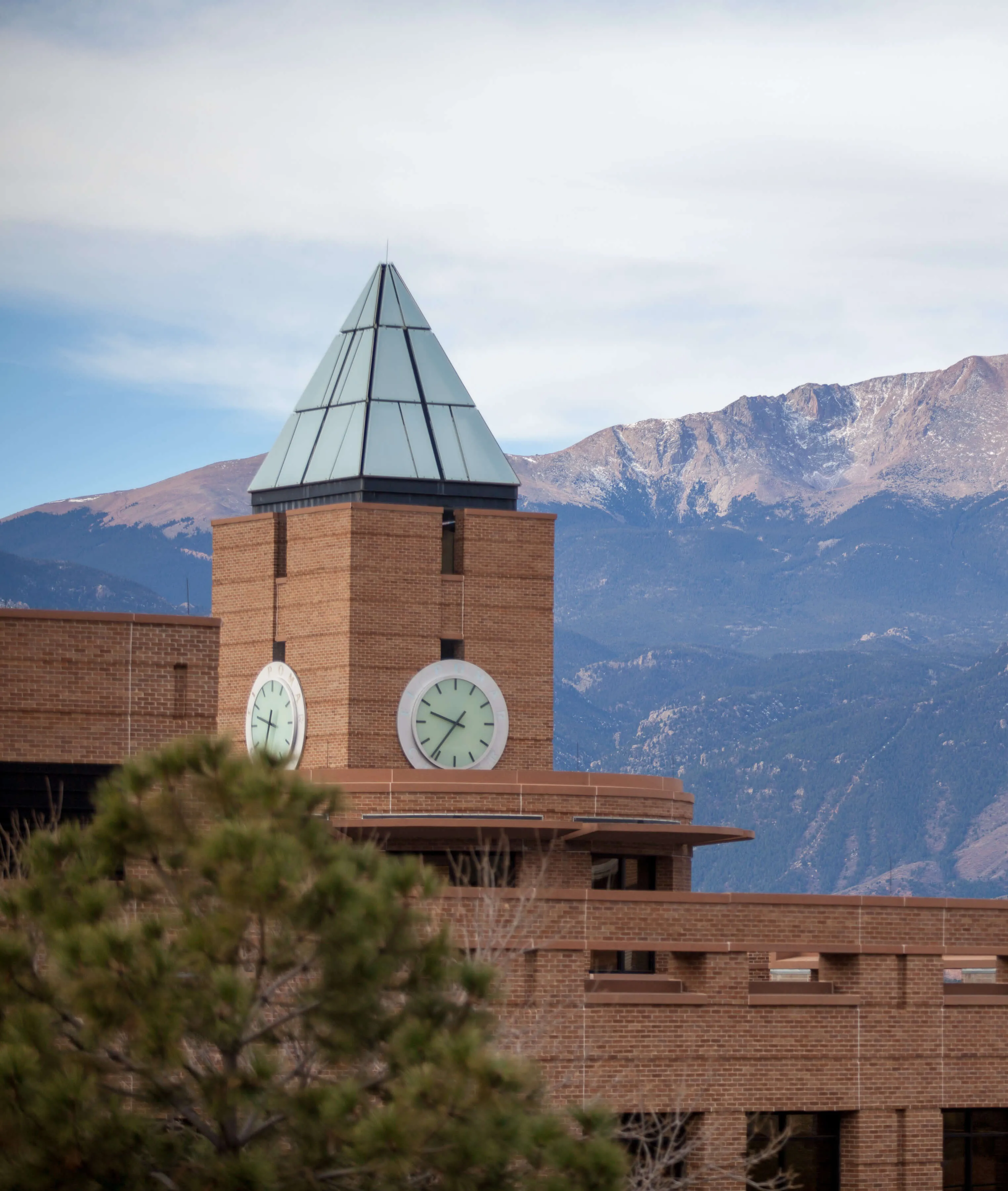 UCCS Kraemer library with Pikes Peak in the background 
